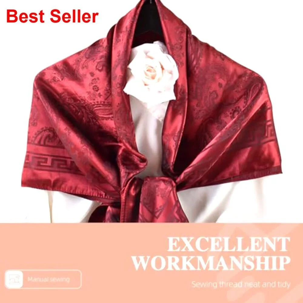 Silk Like Satin Head Scarf 35x35 Inch Square Bandana Neck Scarf